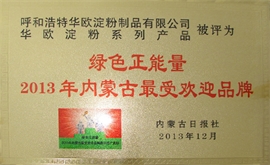 绿色正能量2013年内蒙古最受欢迎品牌