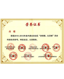 Science and Technology Pacesetter Honor Certificate  